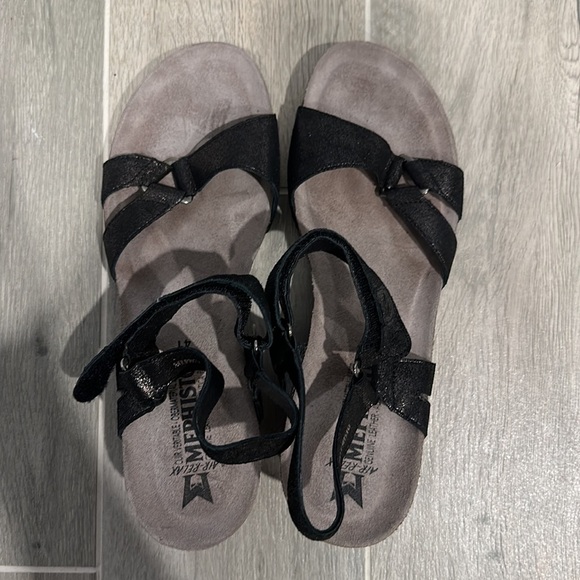Mephisto Black Sandals Wedge Womens Size 41 Black US 10.5 Excellent Condition - Picture 5 of 9